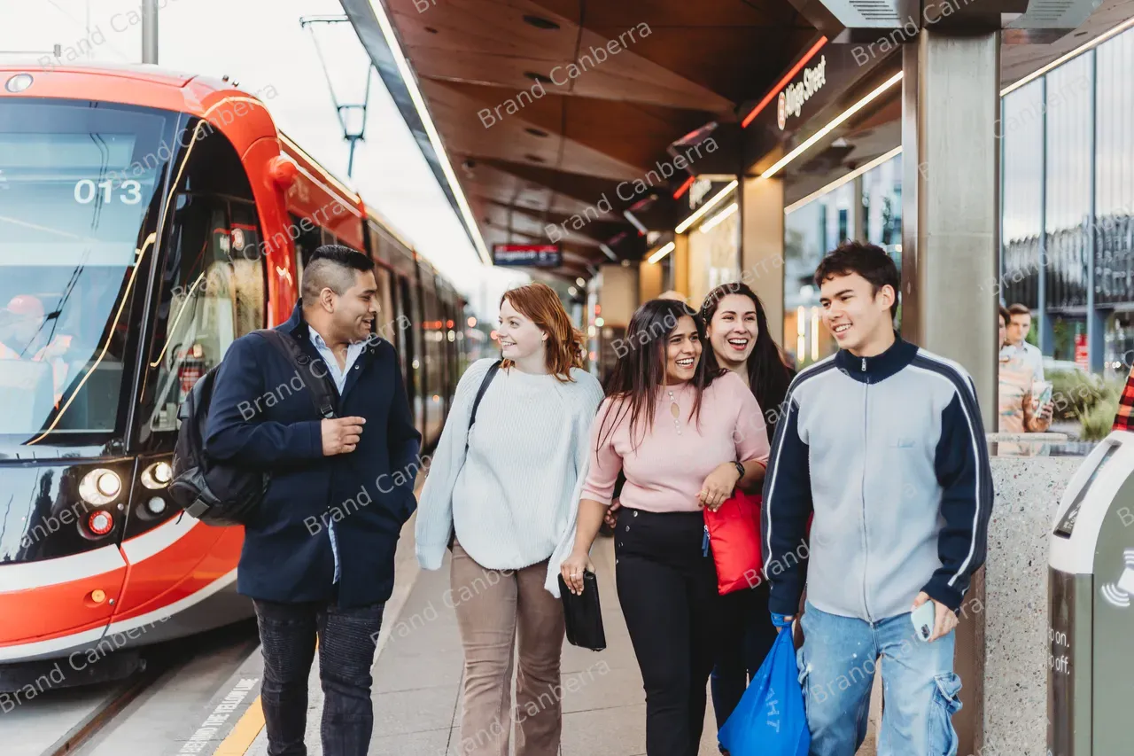 Students at the Alinga Street Light Rail Station in the City Centre (1)