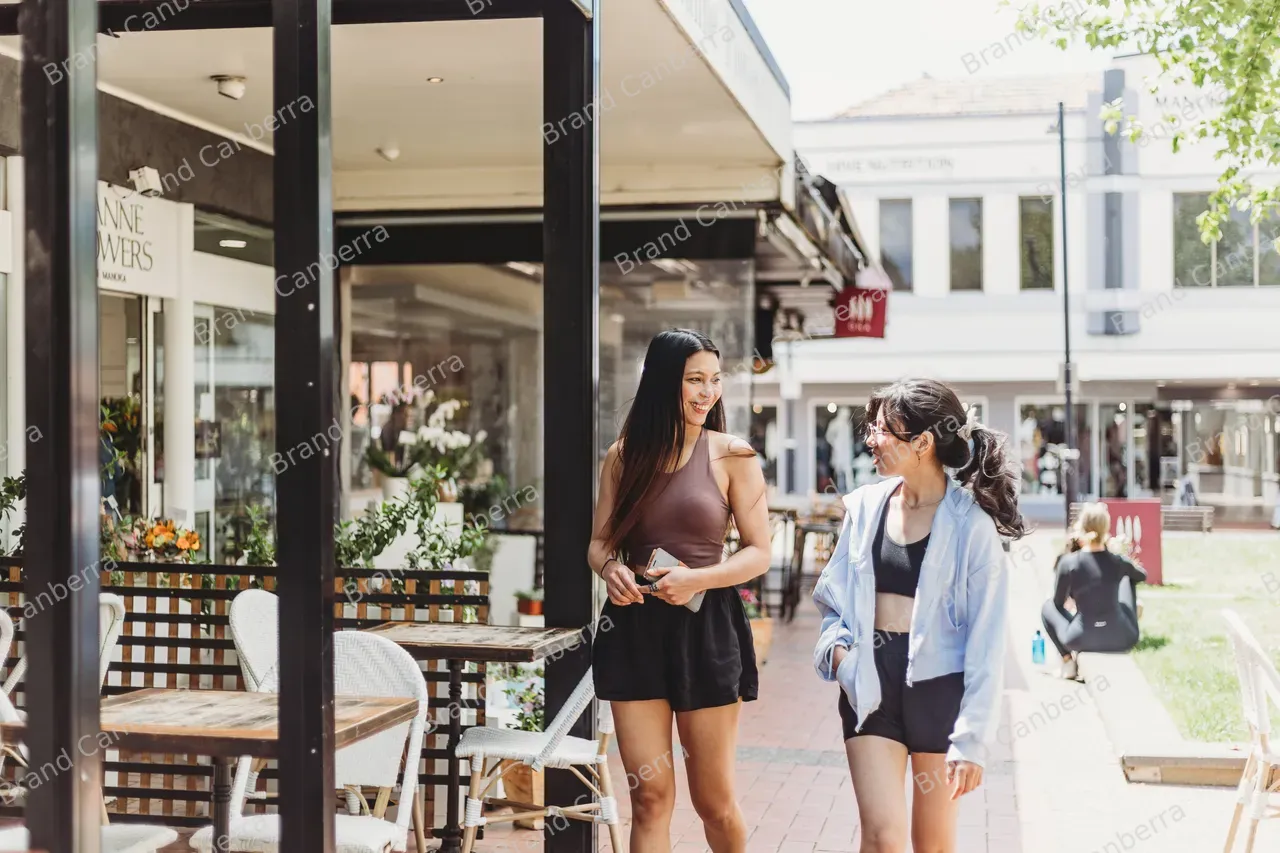 Students walking around Manuka Shops in Griffith (1)