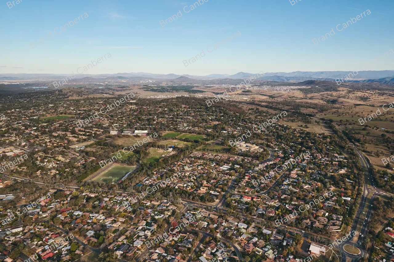 An aerial view over Canberra suburban homes in Belconnen (5)