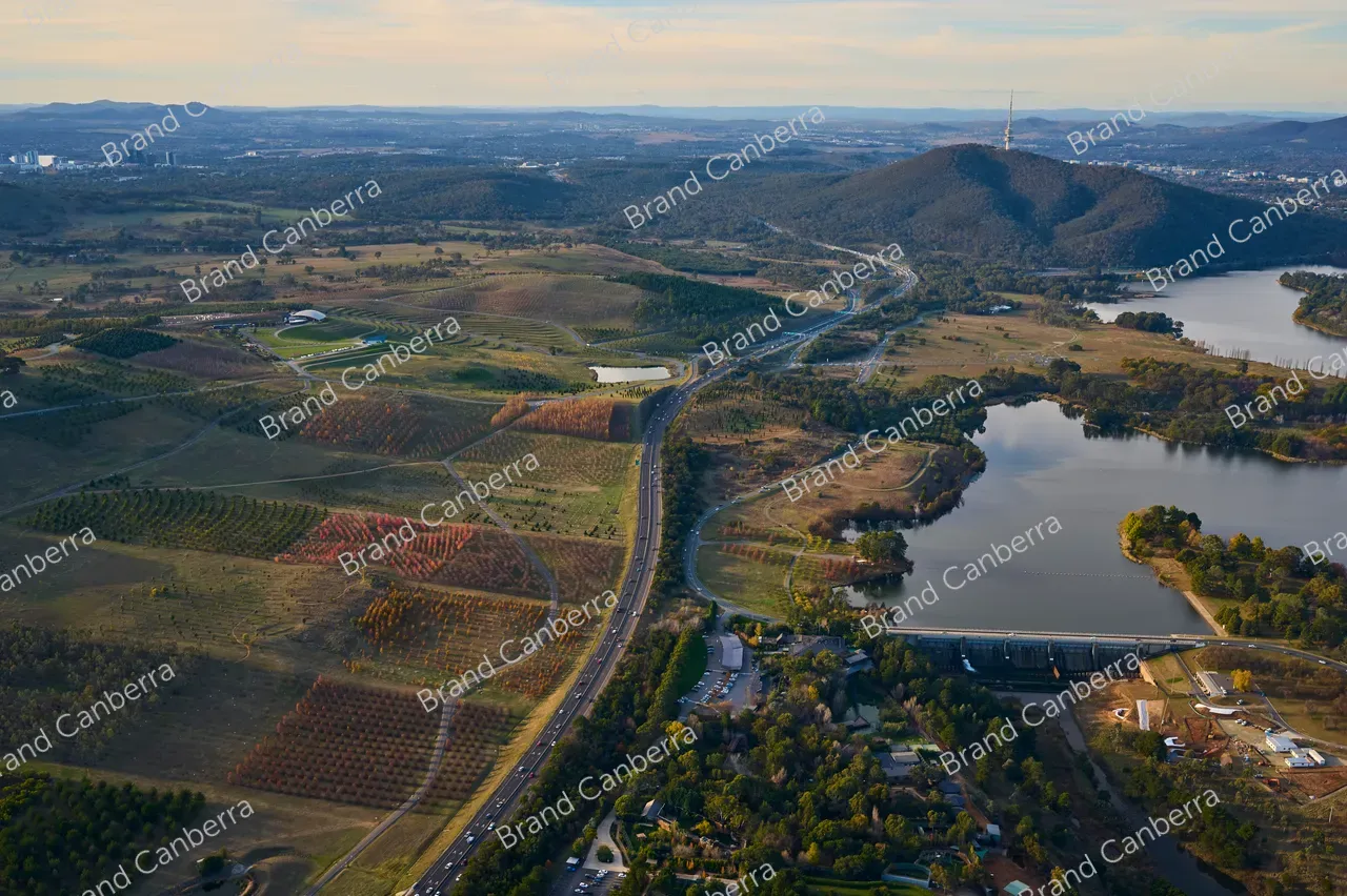 An aerial view over the National Arboretum in Canberra in late Autumn (7)