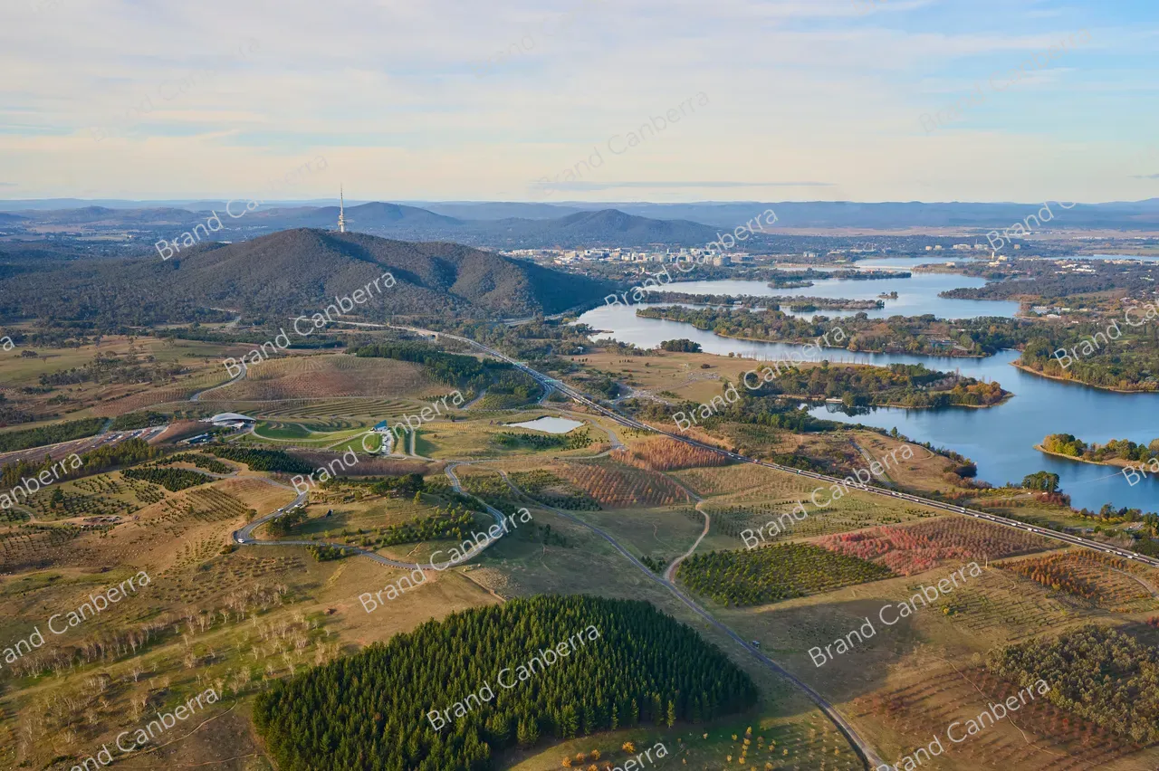 An aerial view over the National Arboretum in Canberra in late Autumn (5)