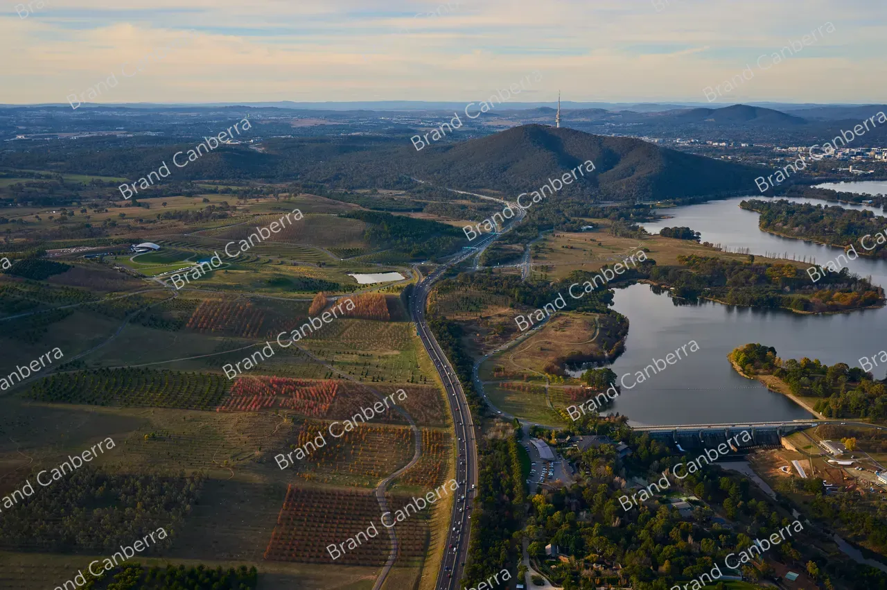 An aerial view over the National Arboretum in Canberra in late Autumn (1)