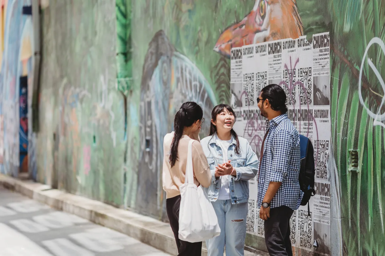 Students in a city Laneway - 100876