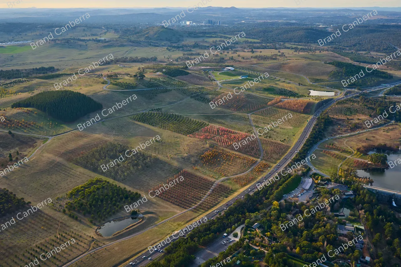 An aerial view over the National Arboretum in Canberra in late Autumn (2)