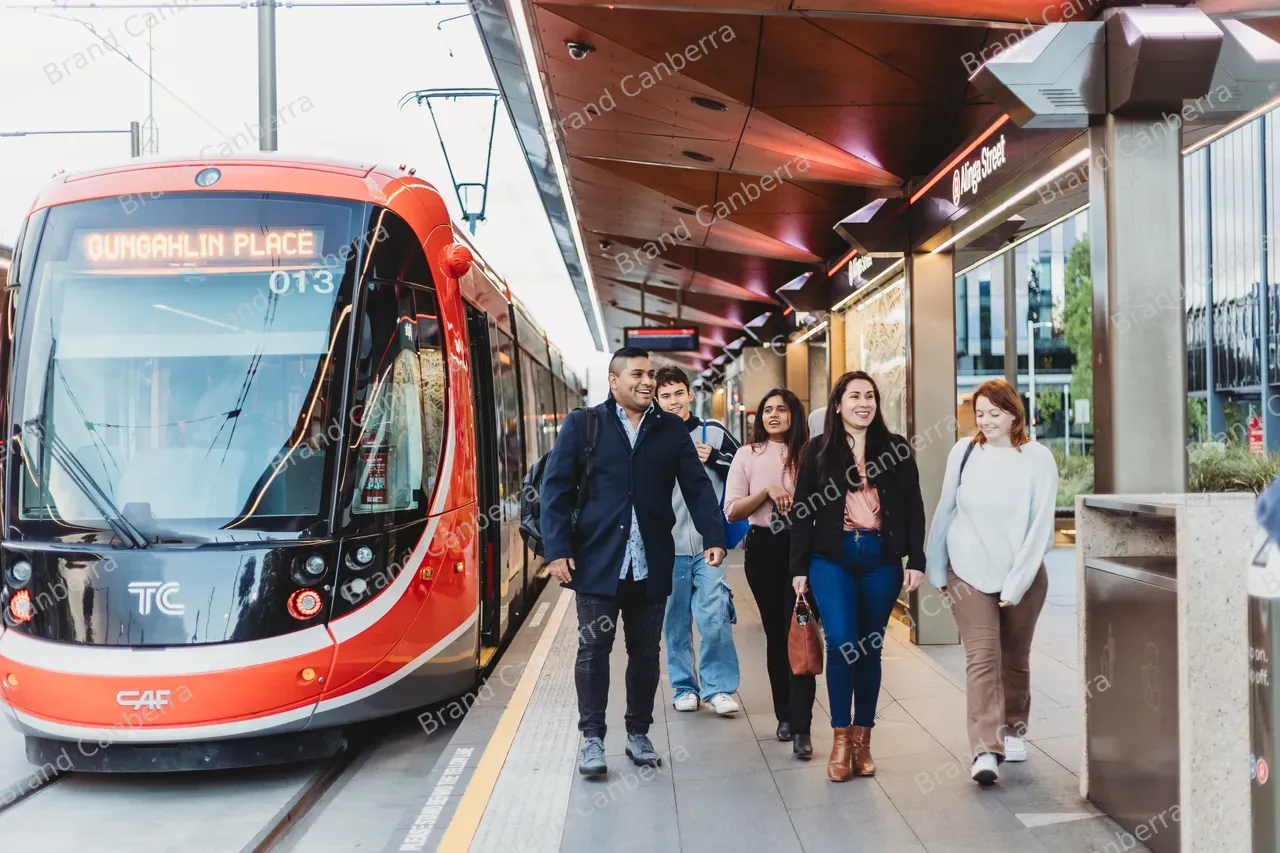 Students at the Alinga Street Light Rail Station in the City Centre (2)