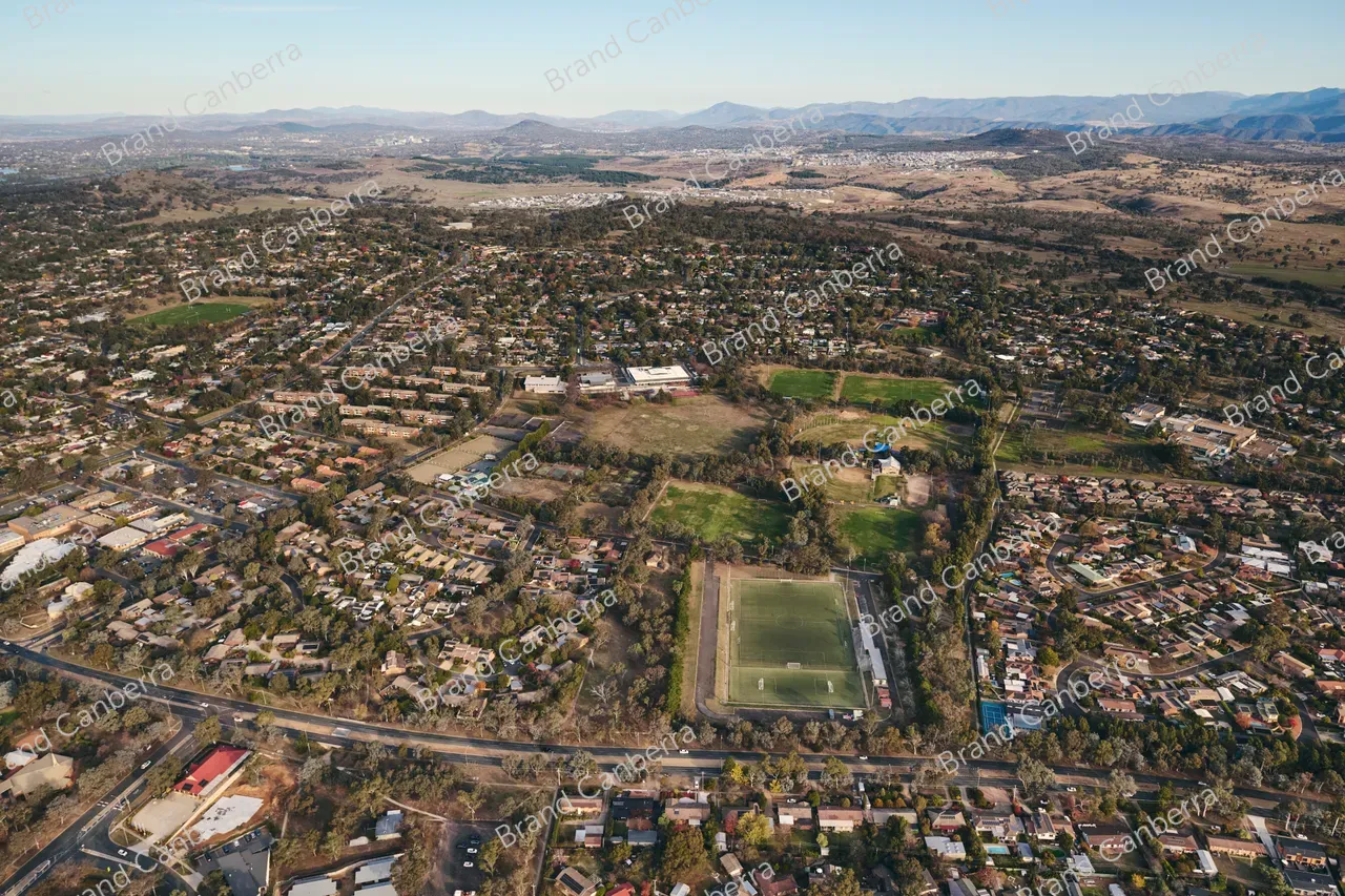 An aerial view over Canberra suburban homes in Belconnen (3)