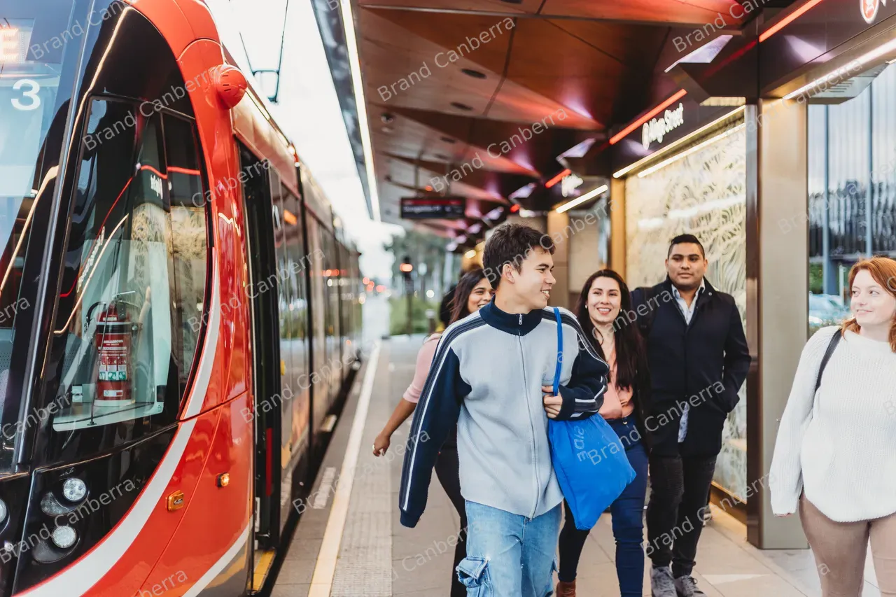 Students at the Alinga Street Light Rail Station in the City Centre (4)
