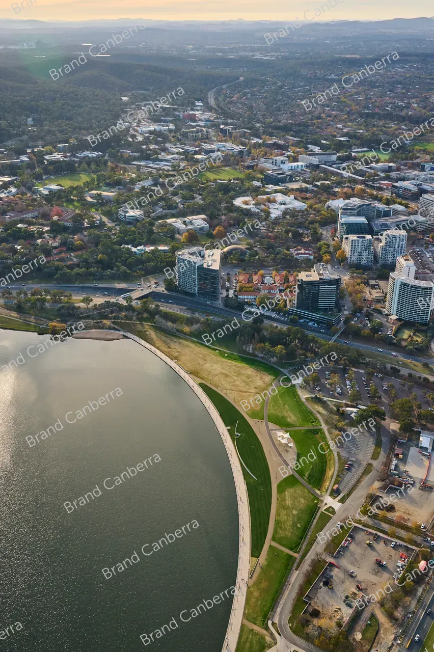 An aerial view over Canberra with Acton Waterfront in view (2)