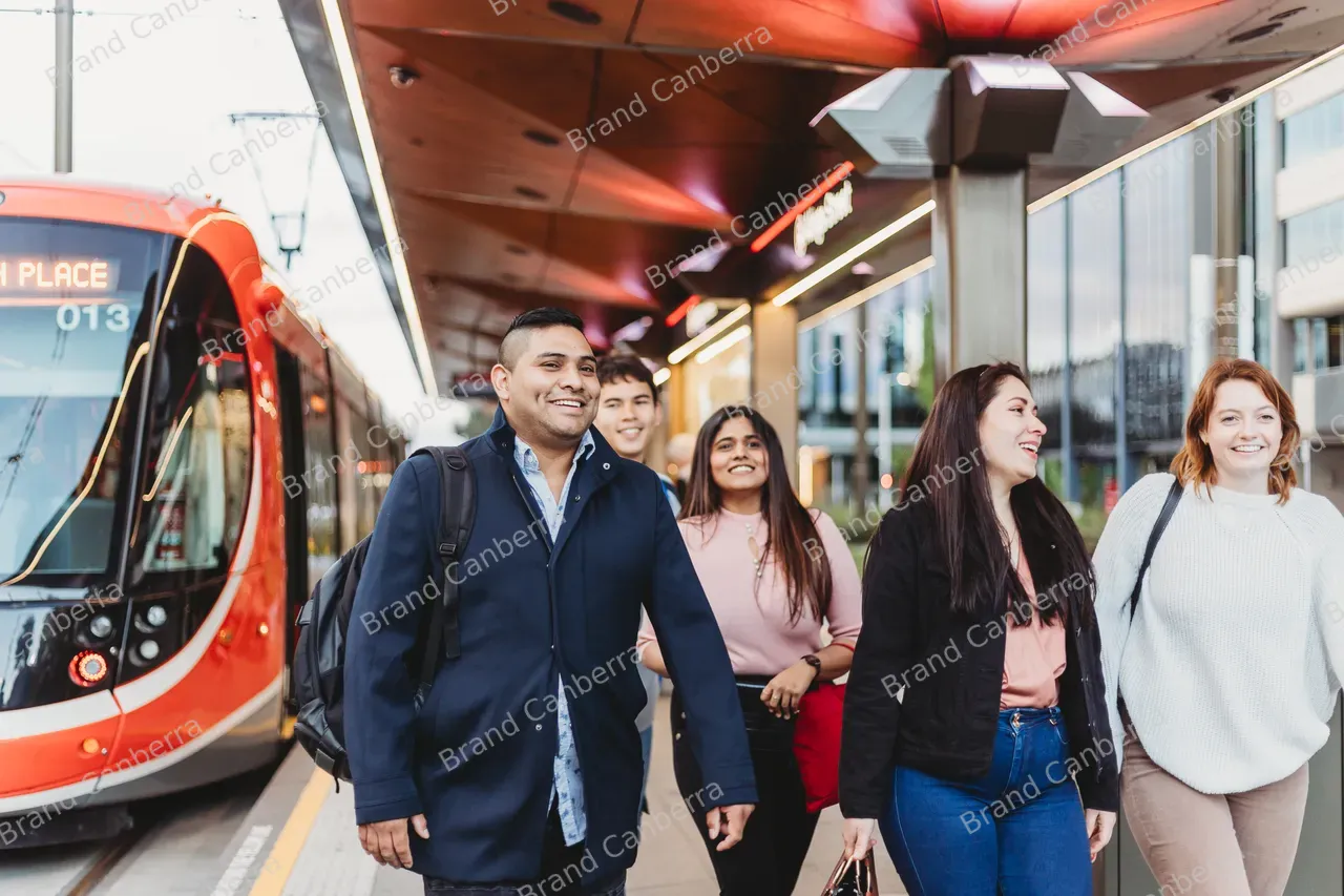 Students at the Alinga Street Light Rail Station in the City Centre (3)