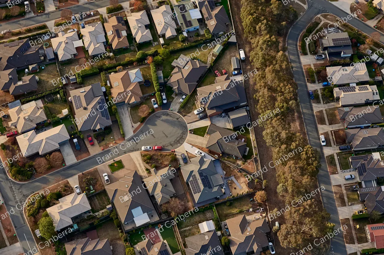 An aerial view over Canberra suburban homes in Belconnen (8)