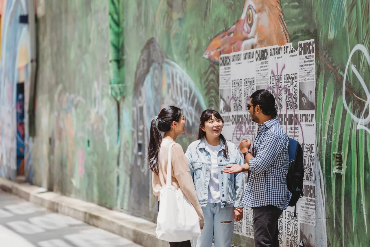 Students in a city Laneway - 100877