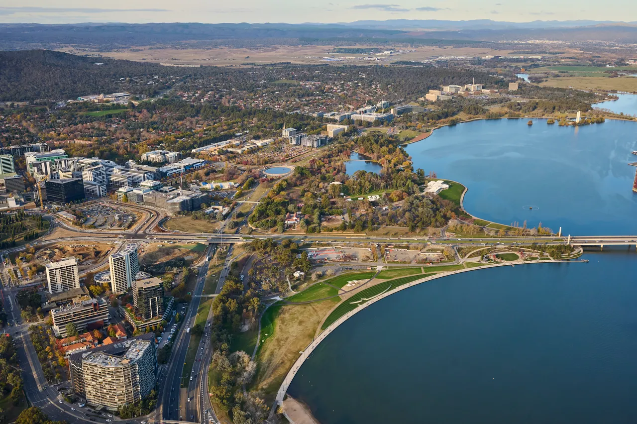 Toolkit | Canberra - An aerial view over Canberra with Acton Waterfront ...