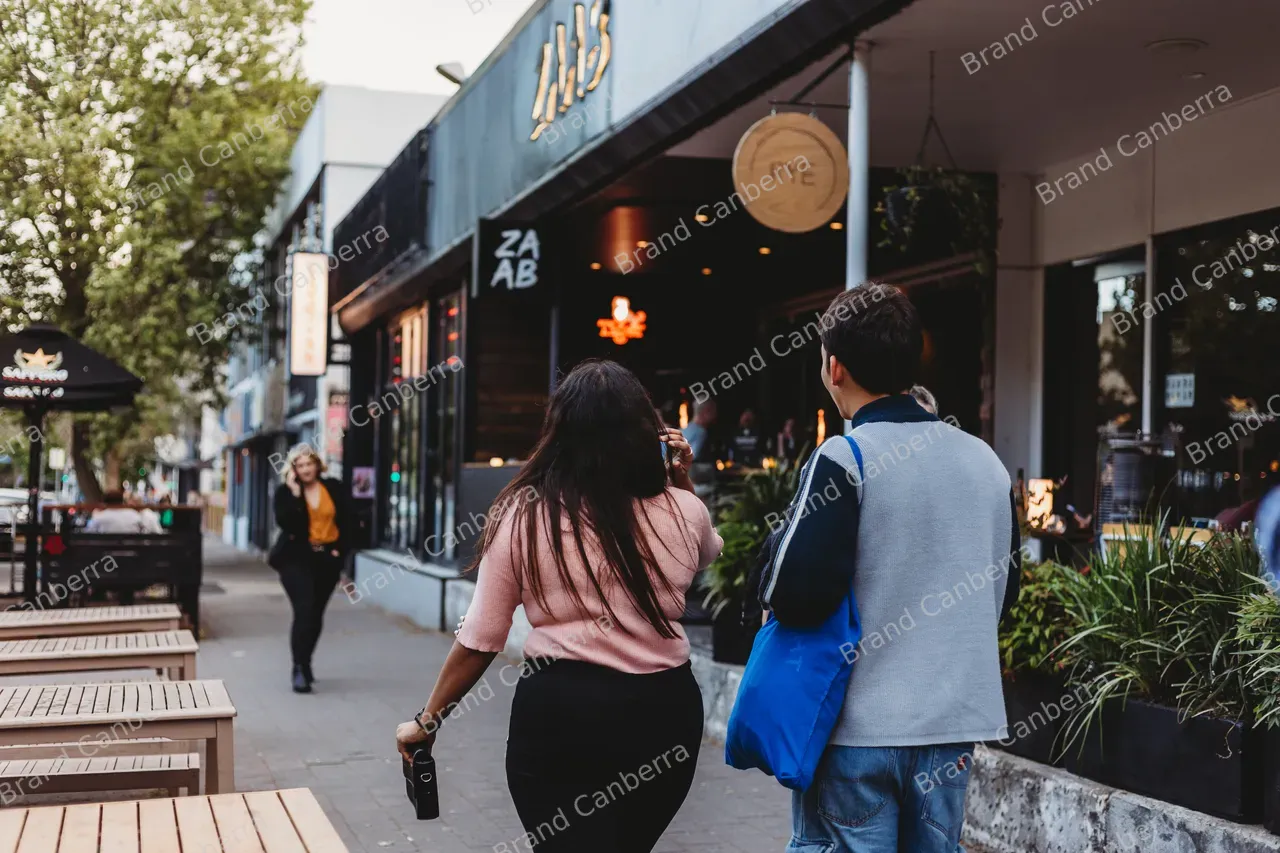 Students walking along Lonsdale Street in Braddon