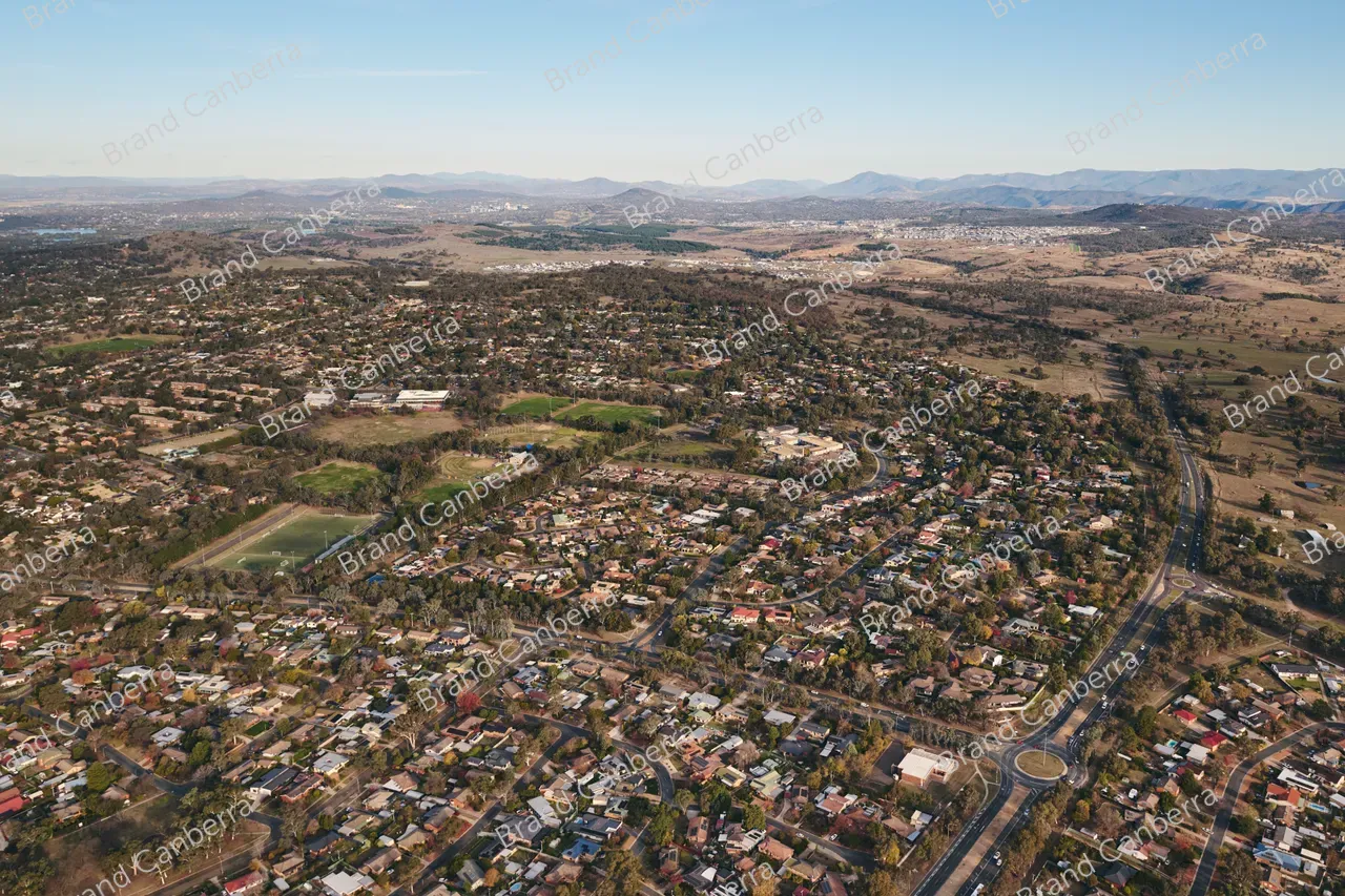 An aerial view over Canberra suburban homes in Belconnen (2)