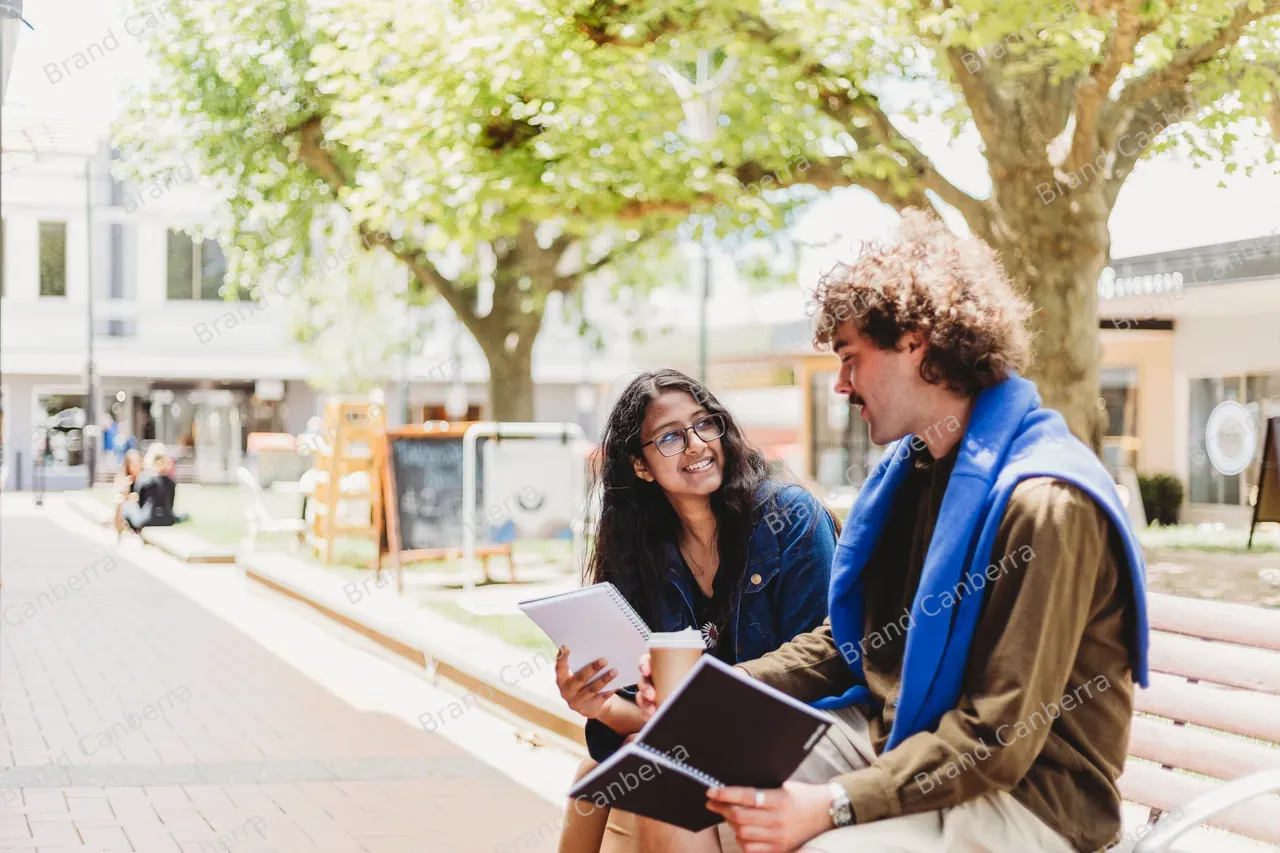 Students walking around Manuka Shops in Griffith (8)
