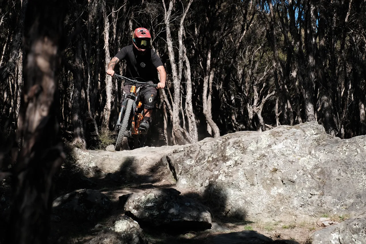 Trail builder Morgz in the pro line Baarbie DH - Credit Middle Hill
