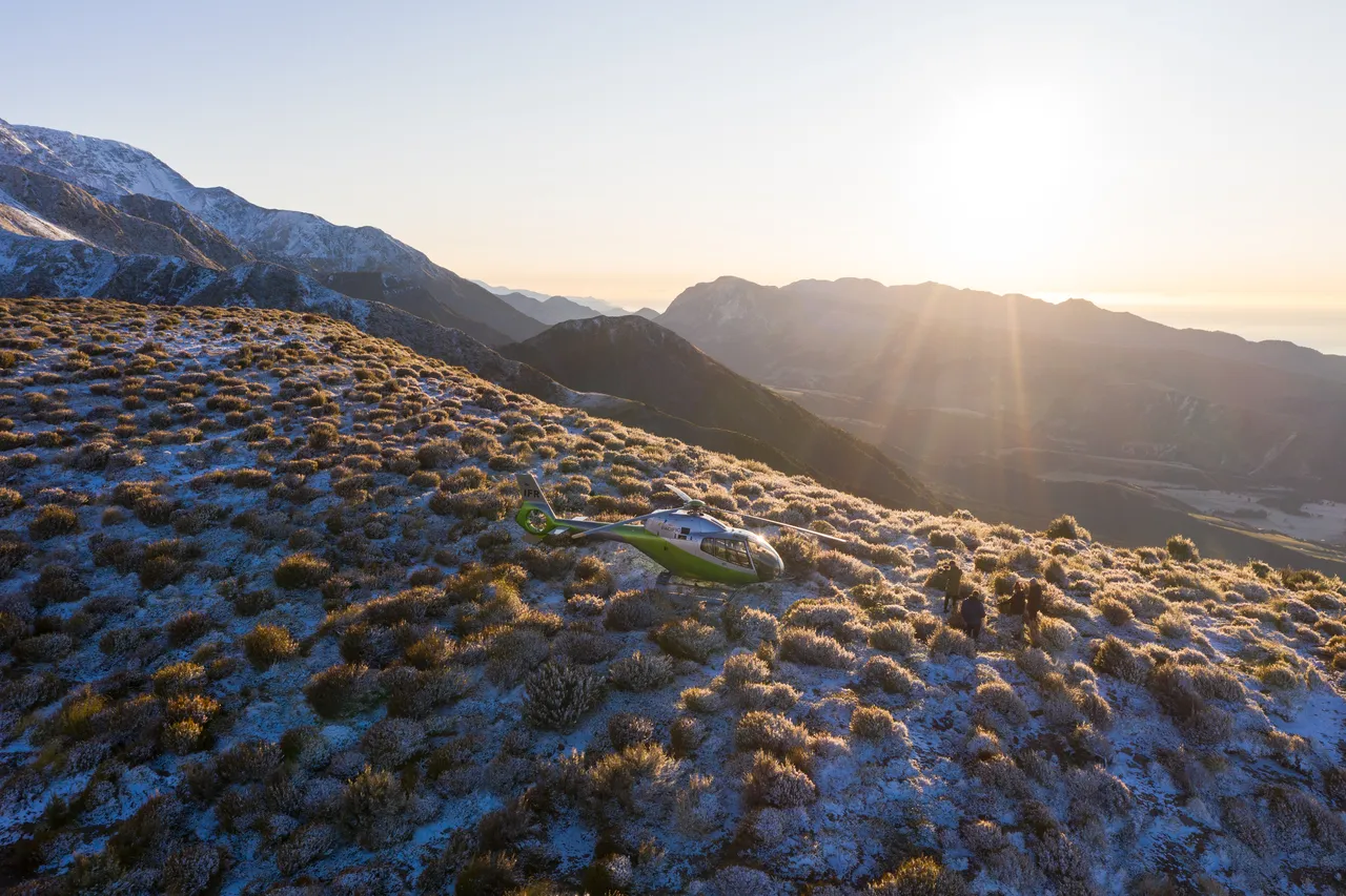 South Pacific Helicopter Mountain View Sunset