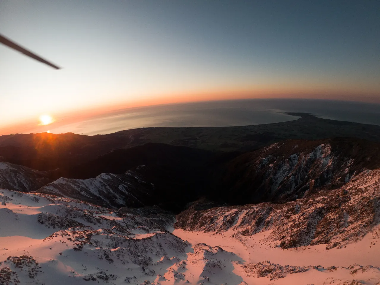 South Pacific Heli-View Mountains Peninsula Sunset Snow