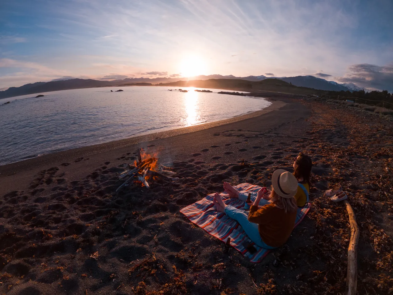 Scenic Sunset Beach with Mountains 2