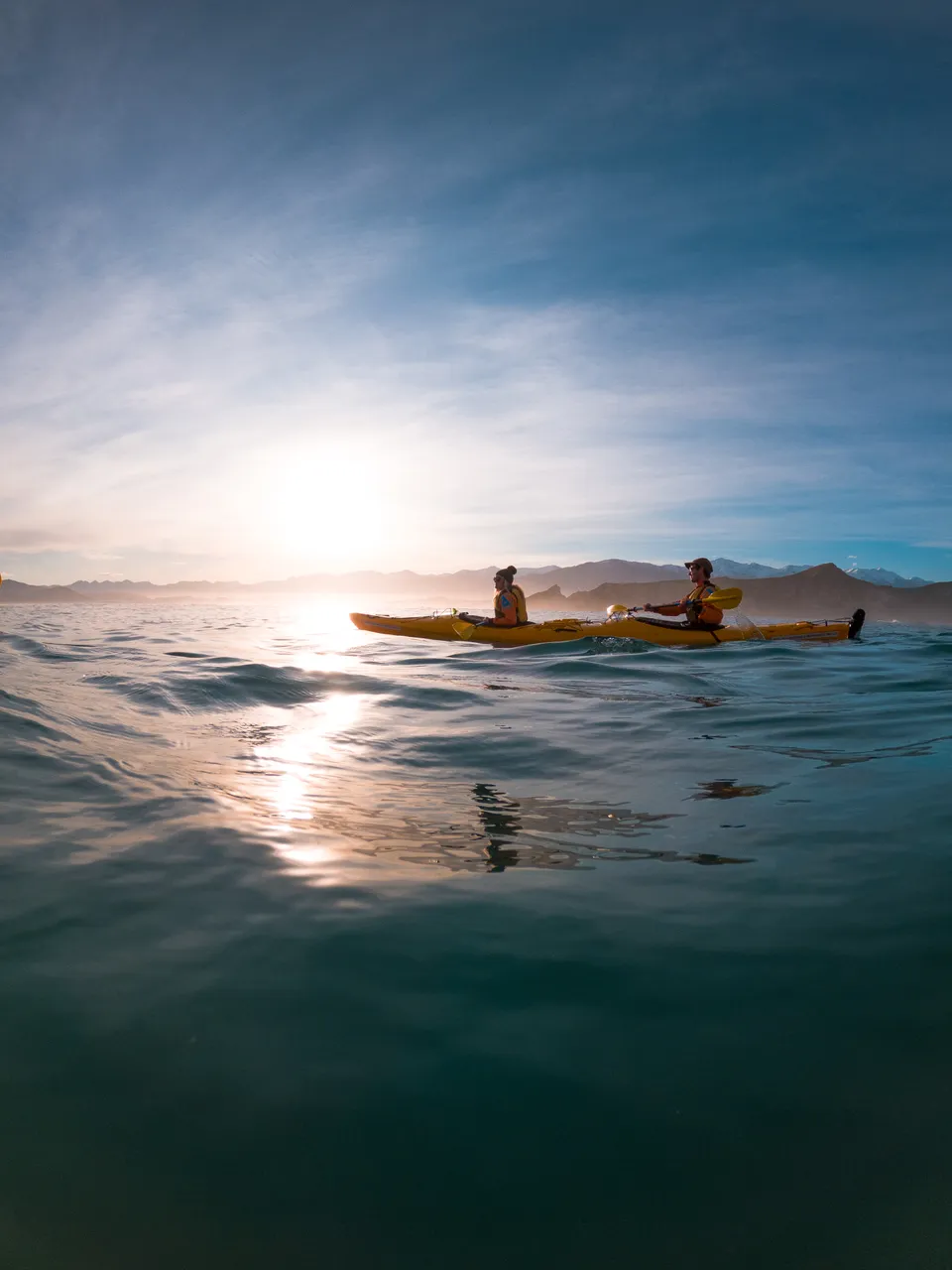 Kayak Sunset Water Mountain