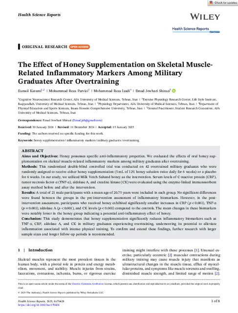 Health Science Reports - 2025 - Karami - The Effect of Honey Supplementation on Skeletal MuscleRelated Inflammatory