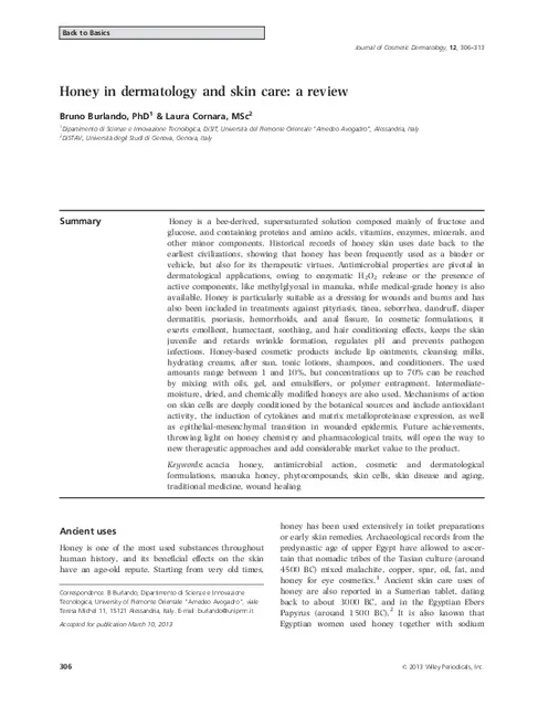 Honey in dermatology and skin care: a review