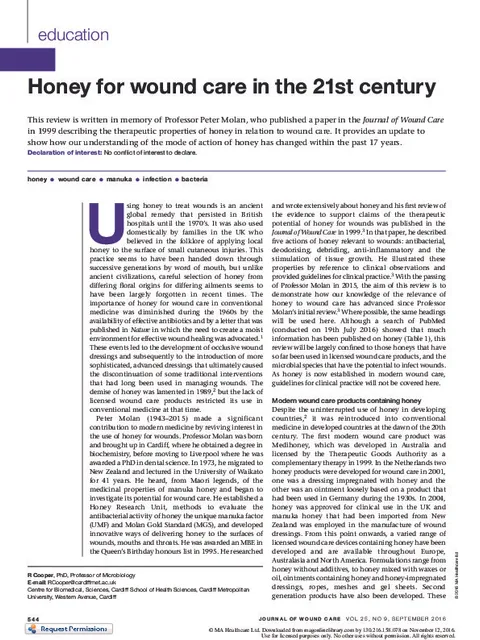 Honey for wound care in the 21st century
