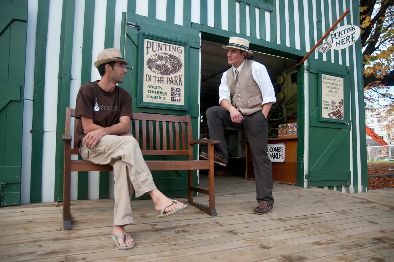 Chatting outside the Antigua Boat Shed