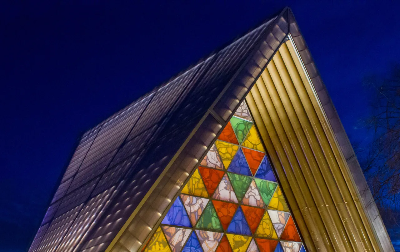 Transitional Cathedral by night