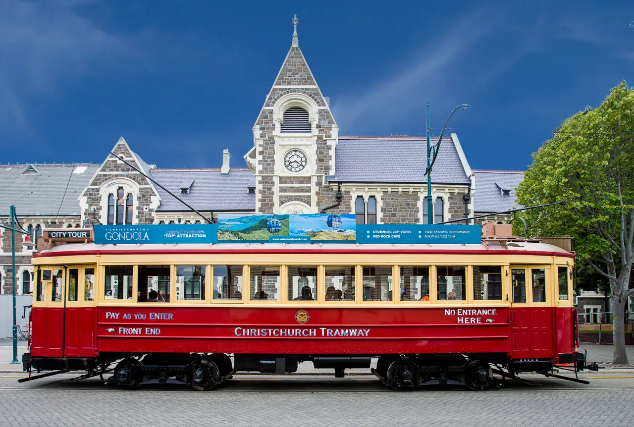 Tram in from of the Arts Centre