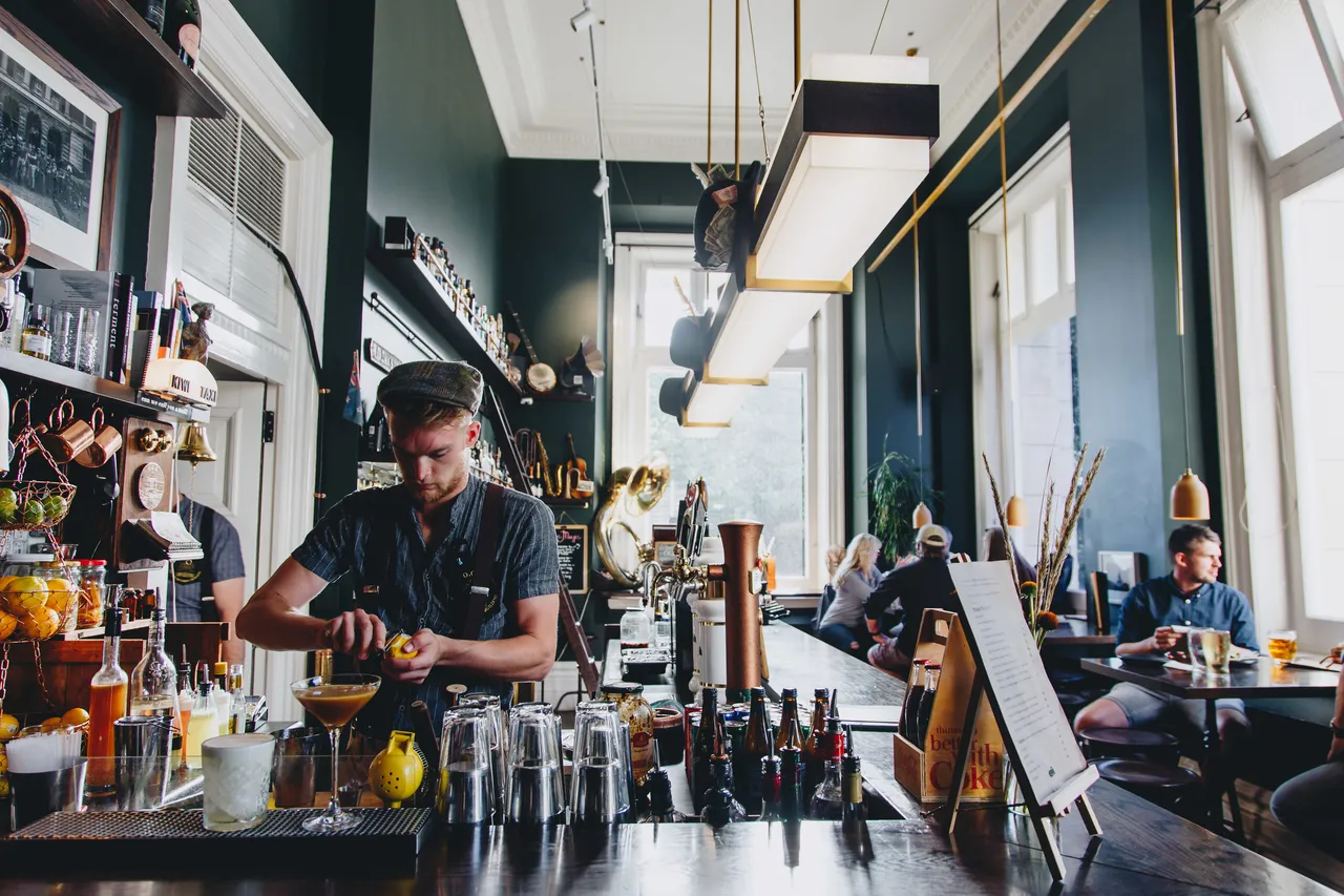 Bartender in action at OGB