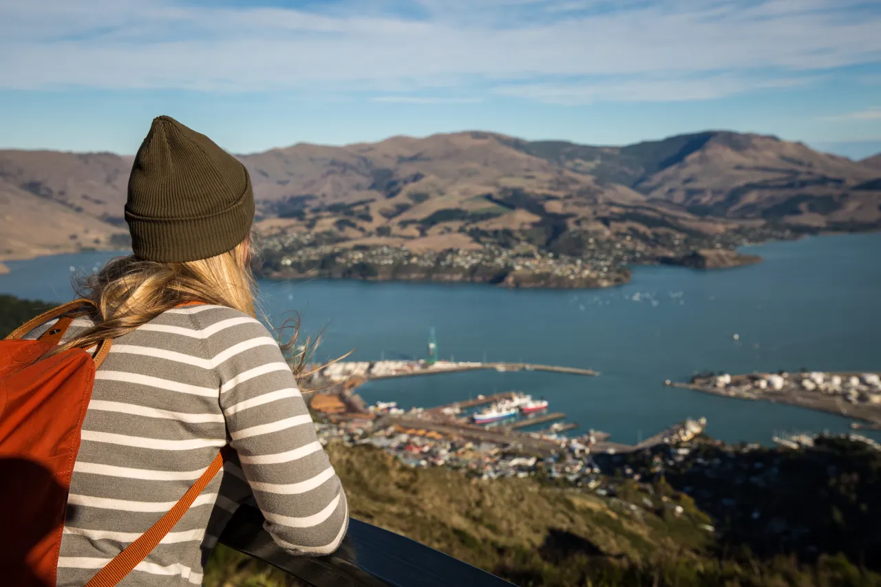 Girl sightseeing at Lyttelton