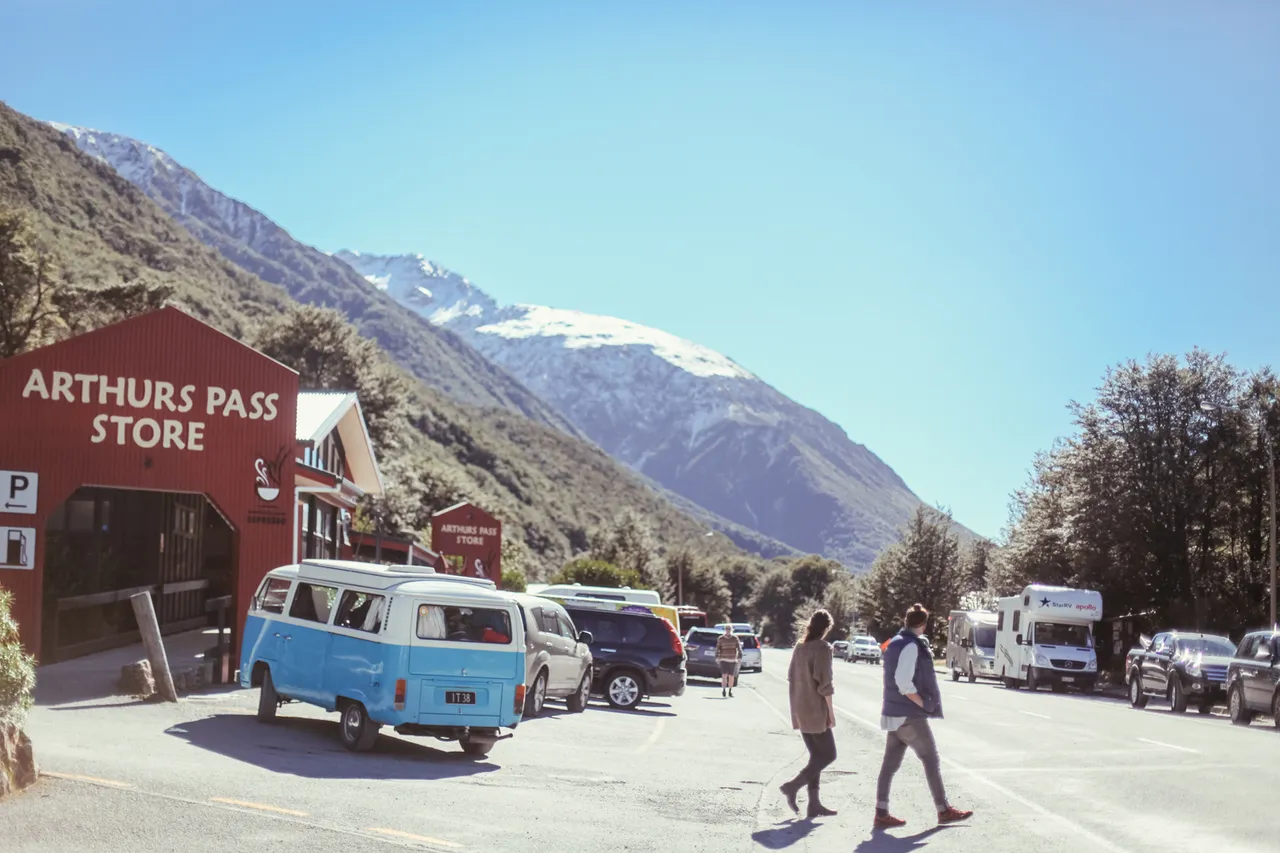 Couple walking through Arthur's Pass