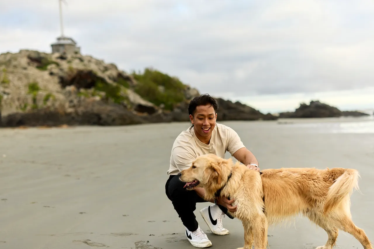 Canterbury Student - Sumner Beach With Dog