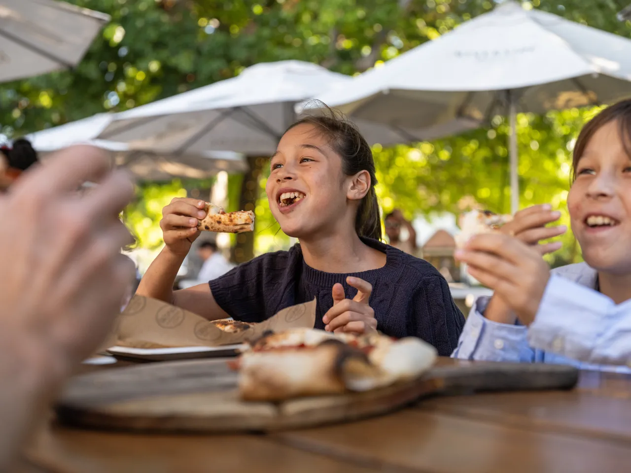 Kids dining at Riverside Market