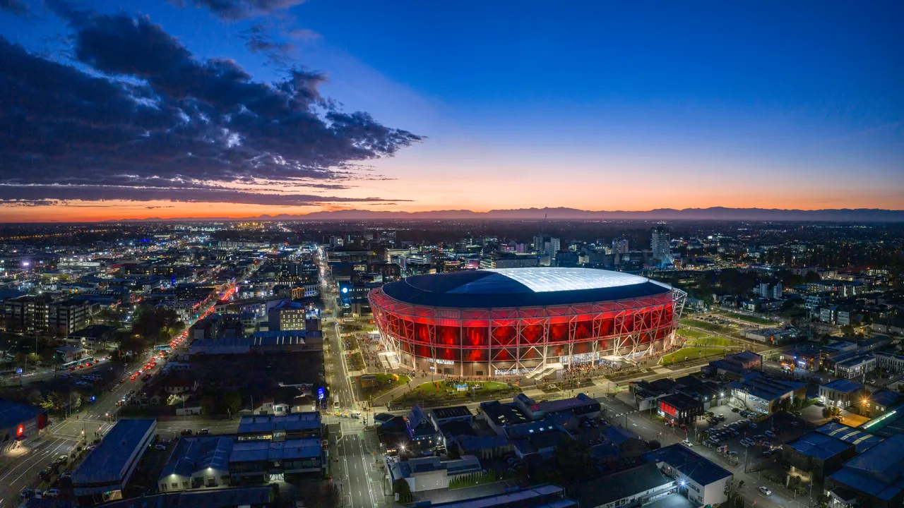 Aerial of One New Zealand Stadium at Te Kaha