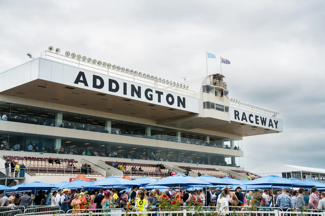 Addington Raceway Cup Day crowds in stand