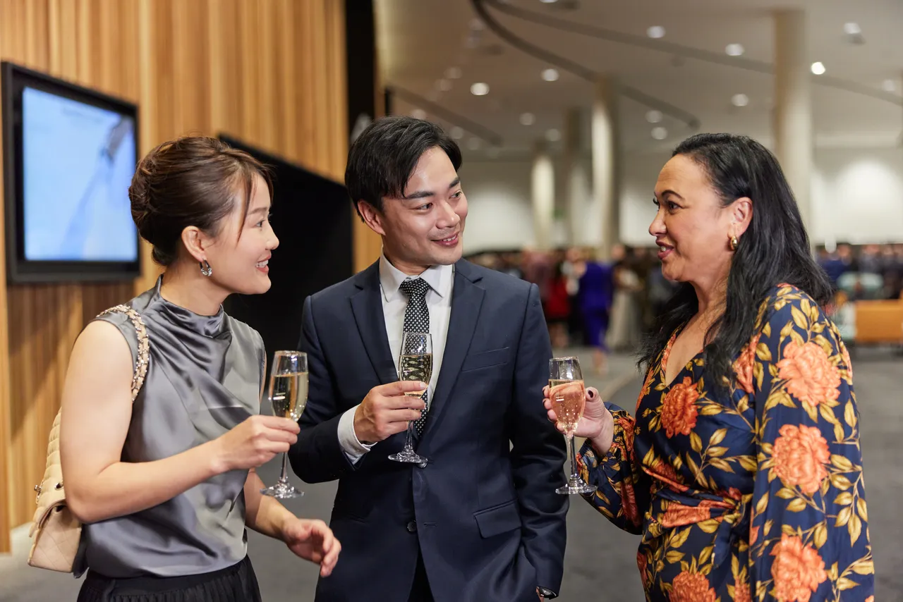Enjoying drinks before the gala dinner