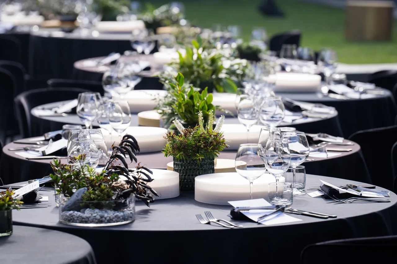 Dinner setup at the Arts Centre