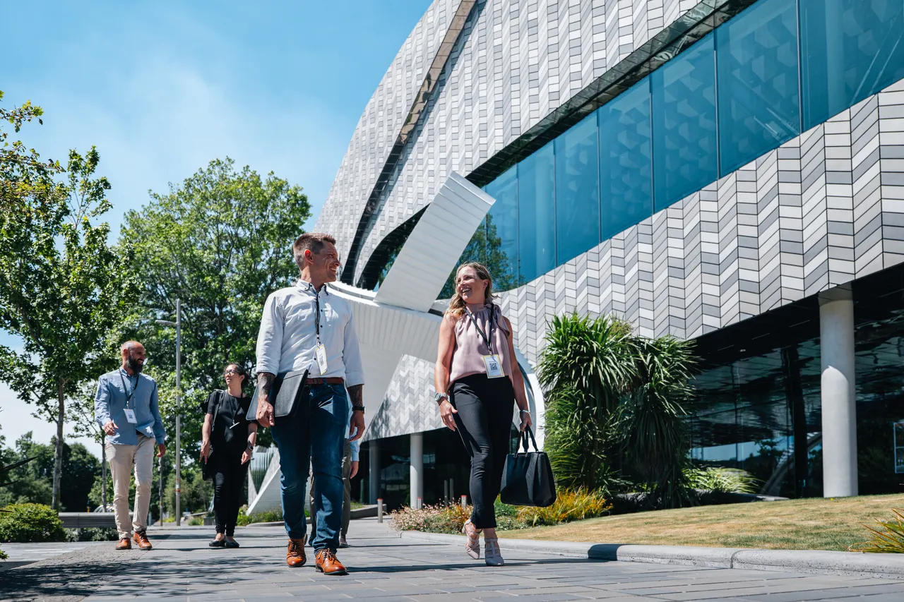 Delegates walking to Te Pae Convention Centre