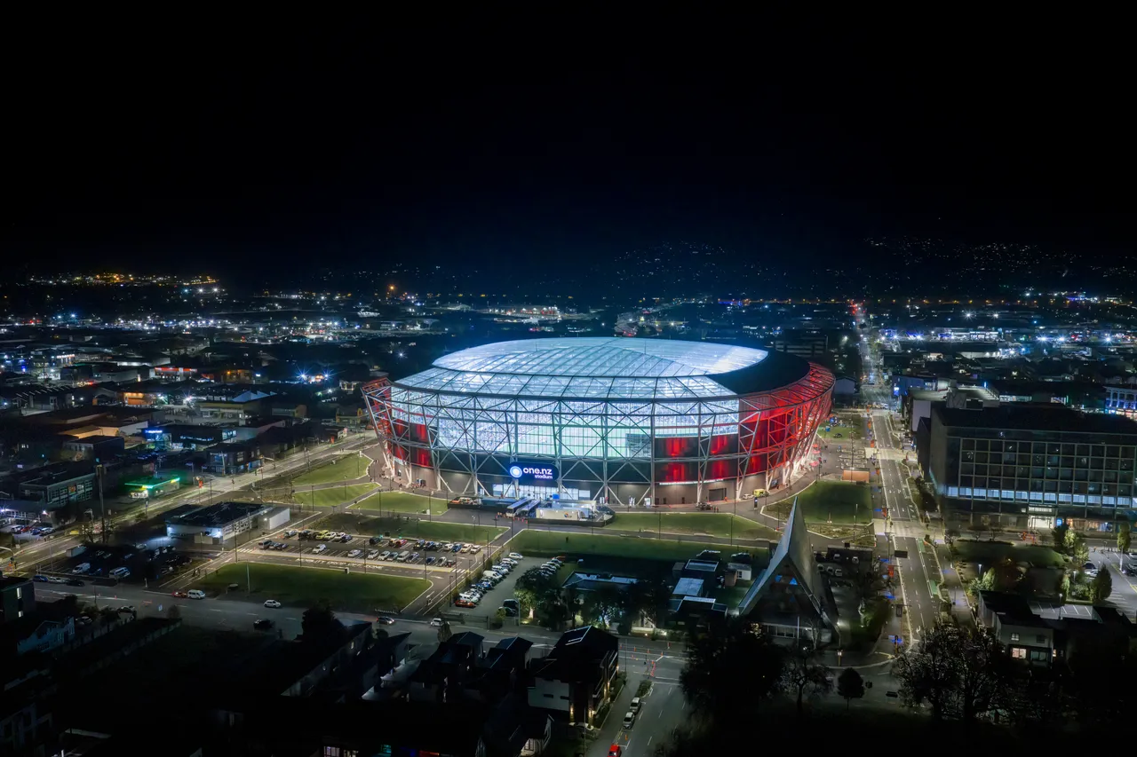 Aerial of One New Zealand Stadium at Te Kaha