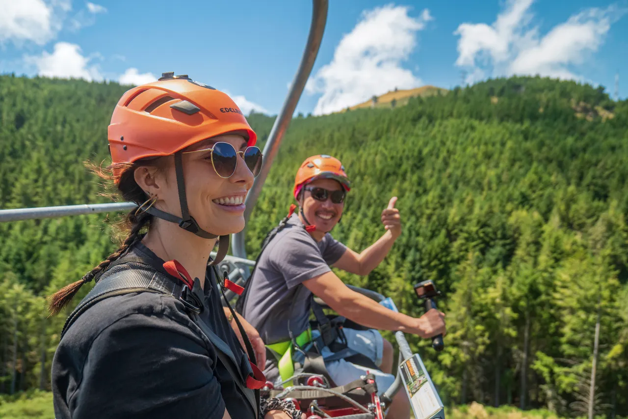Going up the chairlift at Christchurch Adventure Park