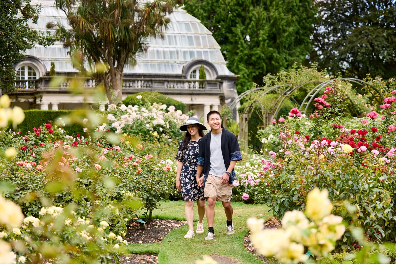 Couple enjoying the sceneries at the Rose Garden