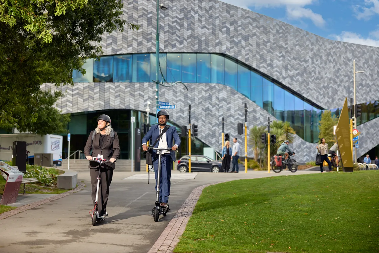 Delegates on electric scooters