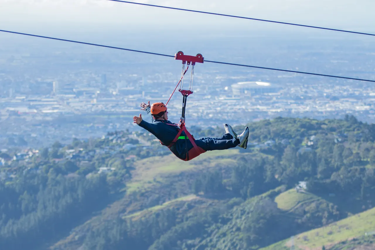 Ziplining at Christchurch Adventure Park