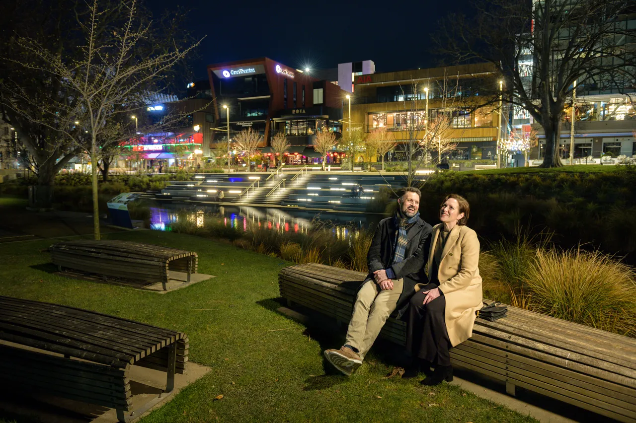 Winter night by the Ōtākaro Avon River