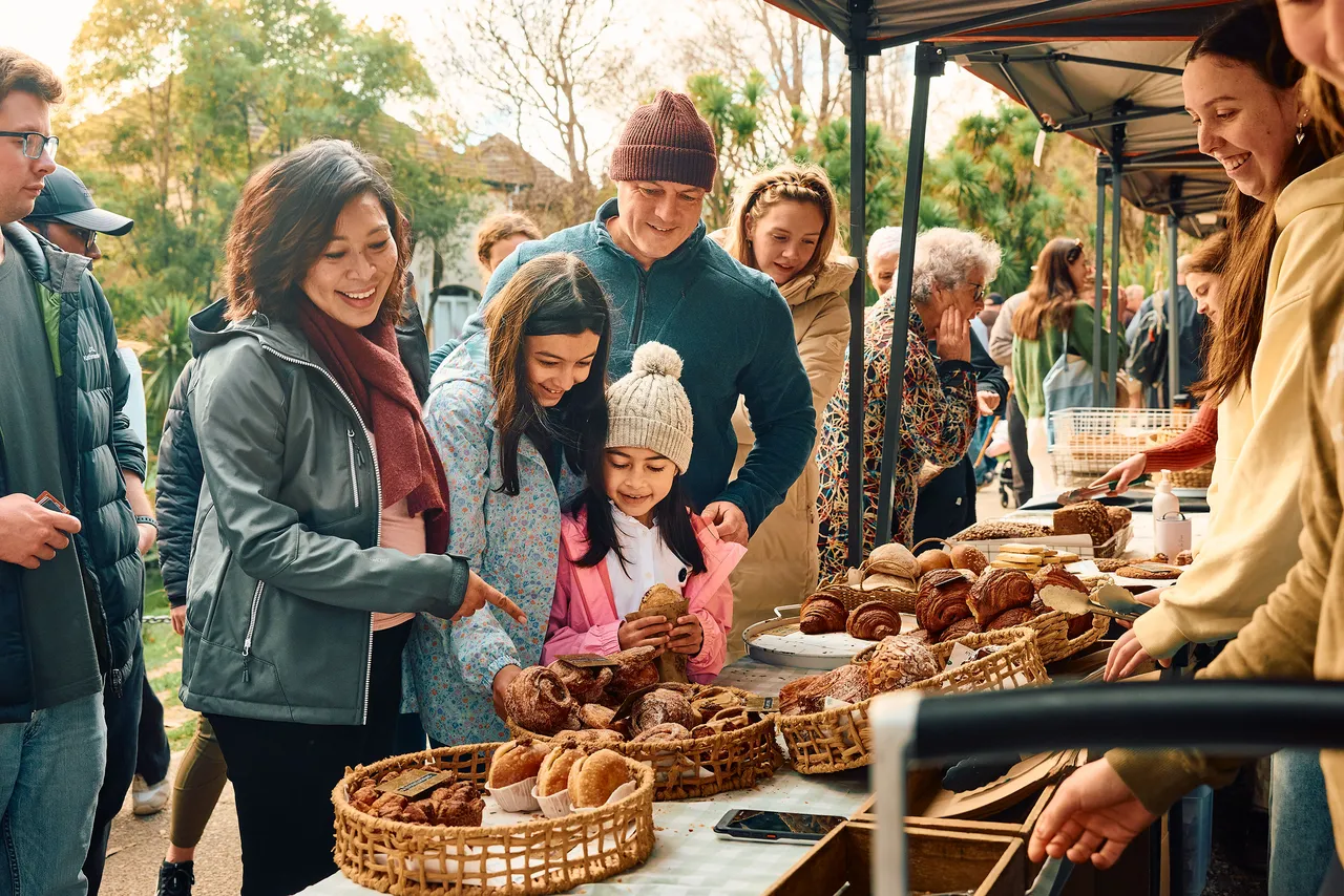 Family at weekend market