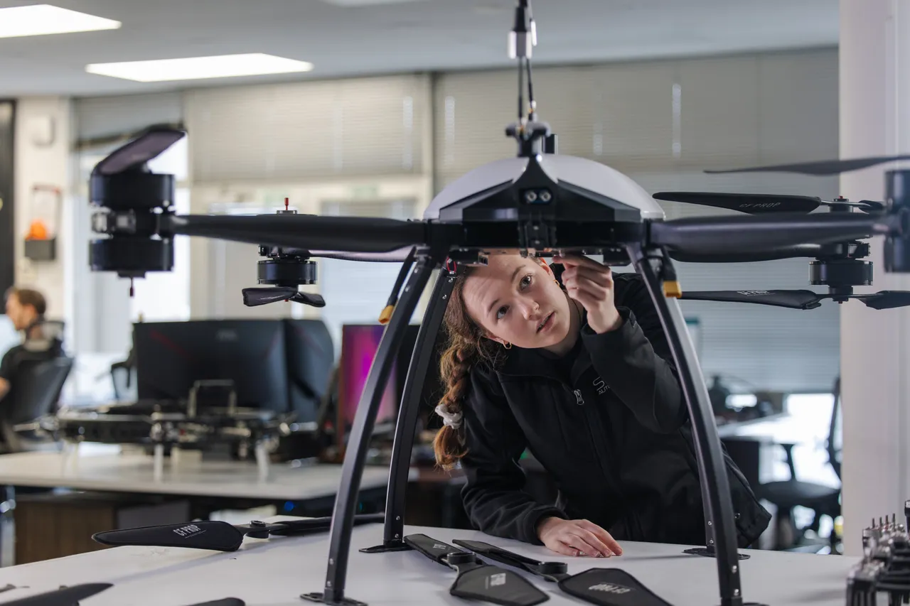 Engineer working on a drone