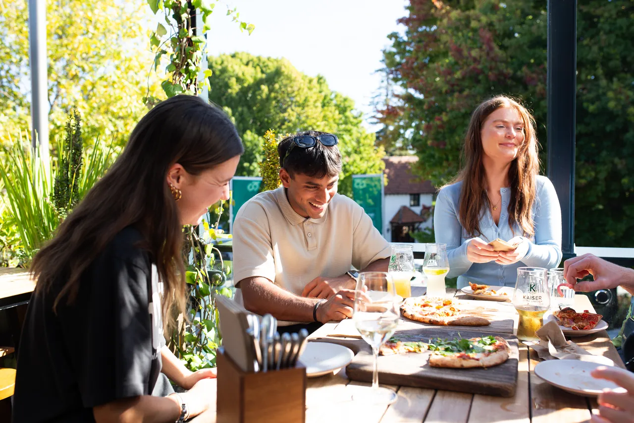 Students dining in the city