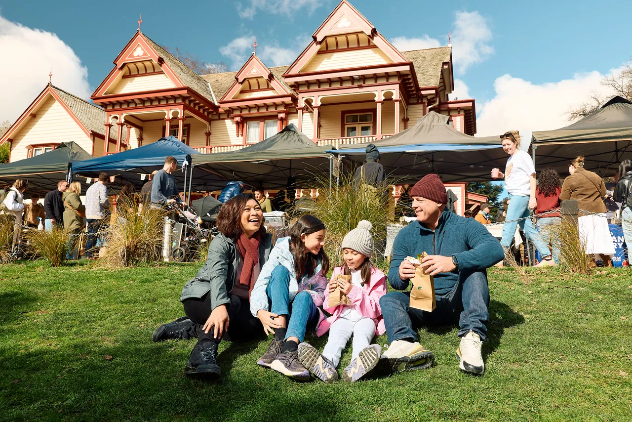 Family at weekend market